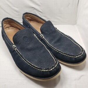 Vtg Polo Ralph‎ Lauren Blackley Slip On Suede Loafer Shoe Blue Logo Mens 10.5D